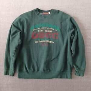 Vintage Old School Clothing Co Sweater Mens L Green OCC Crew Neck Heavyweight